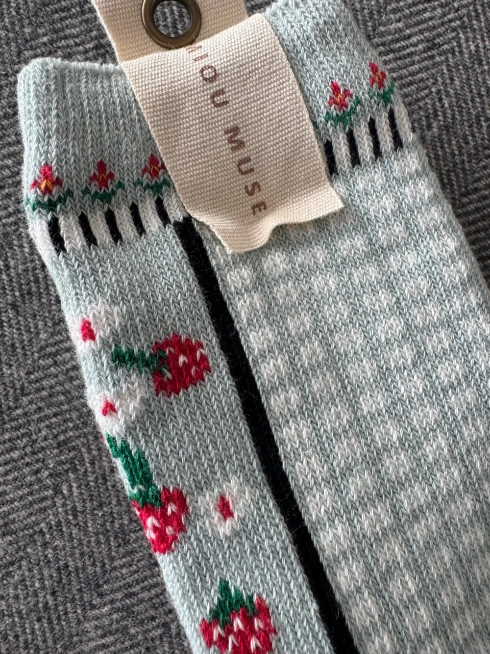 NWT, MIOU MUSE, DARLING PATTERNED STRAWBERRY SOCKS
